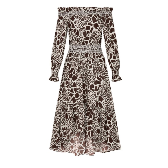 Adam Lippes Smocked Off the Shoulder Dress Sz 6 - Picture 5 of 6